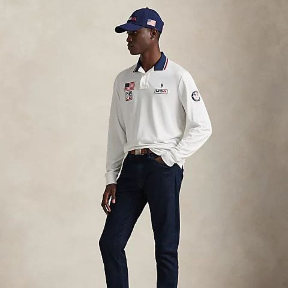 $175 Polo Ralph Lauren Team USA Performance Mesh Polo Shirt White Size S
